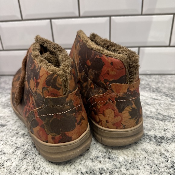 Cosyfeet Womens Boot Martha 10.5 Roomy Diabetes Swollen Feet Nubuck Floral Brown - Picture 4 of 10